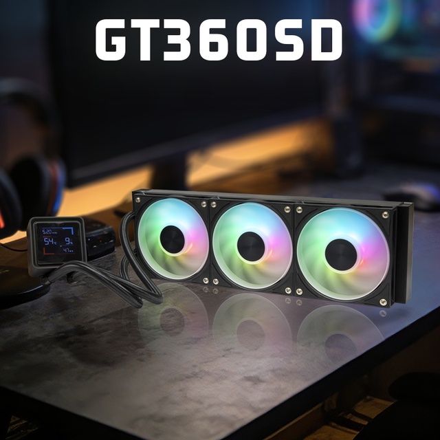 360mm CPU Liquid Cooler with Segment Temperature Display IIR EPDM85 Tube for System Integrator Prebuilt PC BOM Compatibility