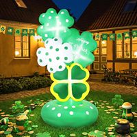 Trèfles porte-bonheur gonflables géants de 6 pieds pour la Saint-Patrick, avec lumières LED intégrées, vert irlandais, décoration de fête pour l'extérieur et l'intérieur