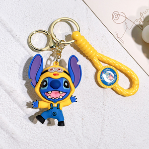 Nuevo clásico Original empalme Stitch modelo muñeca llavero dibujos animados Angry Stitch acción juguete pareja mochila colgante regalo decorativo - Product Image 4