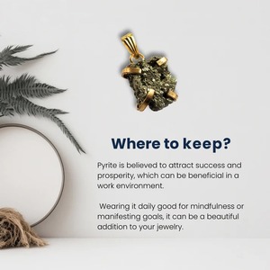 Pendentif en cristal de pyrite brute – Pierre naturelle certifiée pour la prospérité, la protection, l'abondance, la confiance et l'énergie positive - Product Image 5