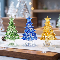 Miniature d'arbre de Noël en verre massif de style Murano, faite à la main, 6,5 cm, figurine en cristal pour centre de table de Noël, cadeau