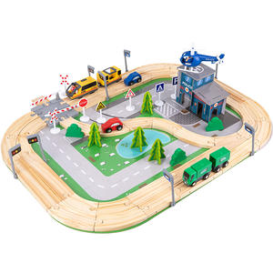 108 pcs road train track set toys <span class=keywords><strong>educazione</strong></span> educativa e della prima infanzia per bambini in legno per costruire strade urbane - Product Image 1
