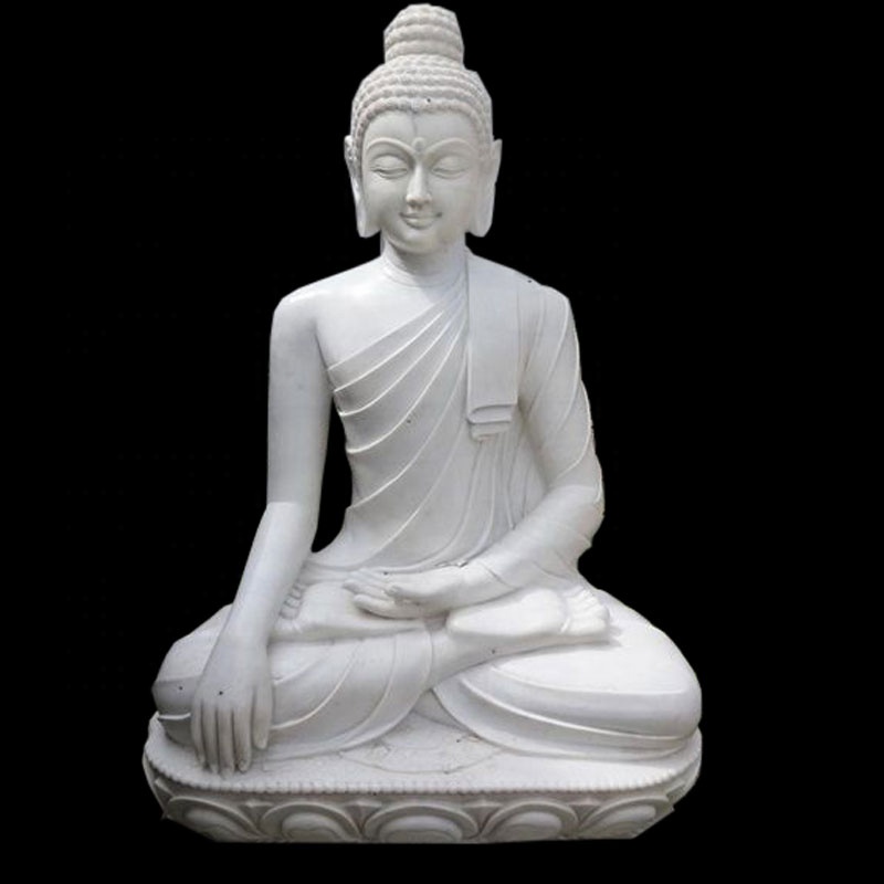 Hot sale garden stone buddha statue large white marble stone sitting Buddha murti statue