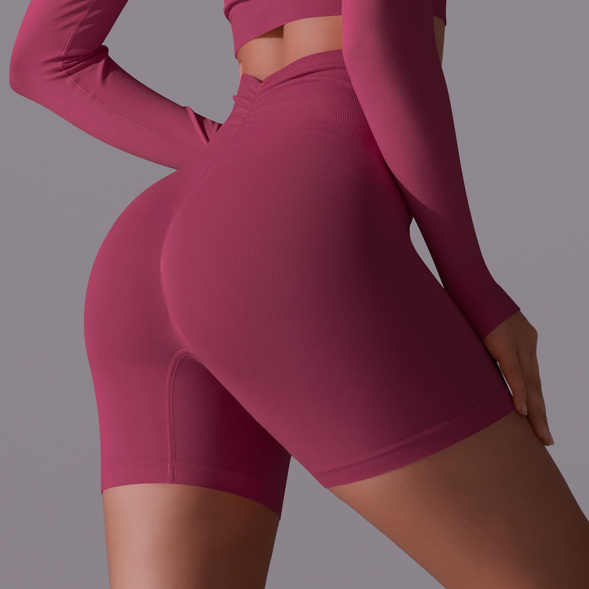 กางเกงขาสั้น6659-ไวน์แดง