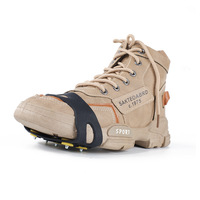 Bottes de montagne et d'alpinisme pour l'extérieur, avec crampons à 5 pointes jaunes pour la glace ; Couvre-chaussures antidérapants pour routes hivernales et chutes.