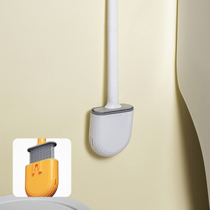 Cepillo de inodoro de silicona con mango de plástico de lujo 2026, venta al por mayor, logotipo personalizado, montado en la pared, suave TPR para rincones y grietas profundas - Product Image 3