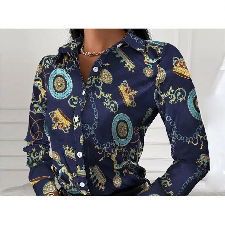 Custom Dames Shirt Print Grafisch Katoenen Shirt Drop Shoulder Plus Size Damesblouses & Shirts