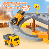 AiJH 206 pièces Ensemble de circuit de course de voitures DIY, Jouets de circuit de voitures électriques pour enfants, Jouets de circuits de véhicules d'ingénierie STEM