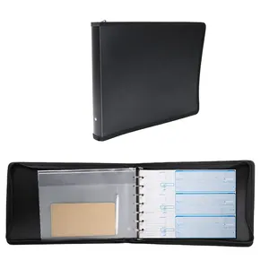 7 Ring Check Binder Portfolio PP cover with Zippered Closure Document & Card Organizer
