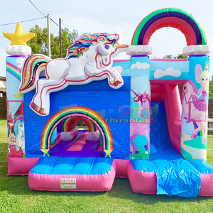 Castillo inflable comercial con tobogán, combo de juegos inflables para fiestas infantiles al aire libre, con diseño de unicornio. - Product Image 6