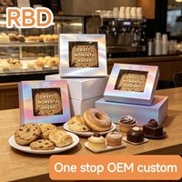 Boîte cadeau rigide de luxe pour biscuits, avec fenêtre transparente, logo personnalisé, biodégradable, impression holographique, haute qualité