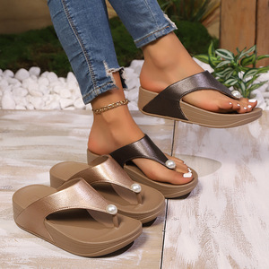 Sandalias bohemias para mujer, Chanclas, sandalias con punta abierta, zapatillas de verano, zapatos de playa informales, sandalias de gladiador con punta de Clip Retro - Product Image 1