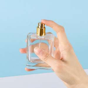 OEM High Quality Empty Cosmetic Glass Bottles 50 ml square Perfume Bottles with Gold <b>Spray</b> <b>Pump</b> Customized Samples - Product Image 3