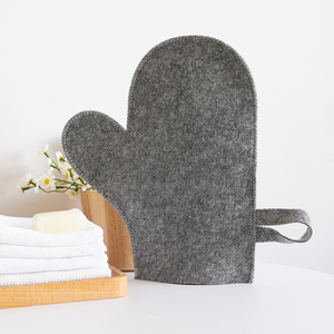 Accessoires de sauna thermique épaissi gant de laine de gommage à la main SPA gant de bain exfoliant de sauna en <span class=keywords><strong>feutre</strong></span> de laine naturelle - Product Image 2