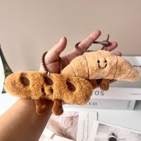 Porte-clés en peluche en forme de baguette mignonne, simulation de nourriture, breloque de sac à thème alimentaire créatif, cadeau