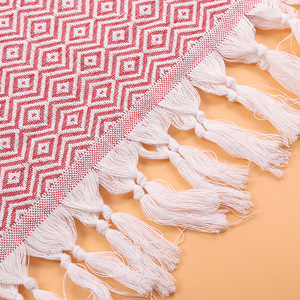 Toalla de baño turca Jacquard de 100x180cm de secado rápido con diseño geométrico y borlas para uso en la playa, mezcla de poliéster y algodón. - Product Image 2