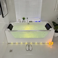 Icegalax Baignoire de luxe autoportante à jets de massage et à bulles d'air Baignoire spa en acrylique pour adultes