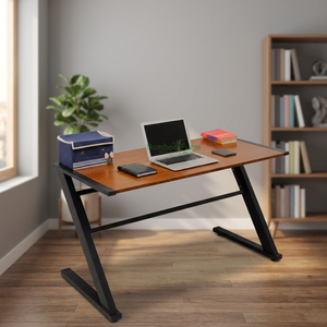 Escritorio Rectangular Simple de Bambú SB005b con Tres Niveles, Patas en Forma de Z, Acabado Marrón Rojizo, Madera Sólida, 120cm X 60cm X 75cm - Product Image 3