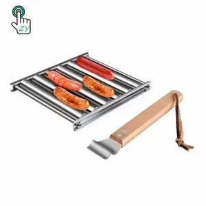 Trending products Sausages hot dog roller With a handle Removable stainless steel hot dog roller grill bbq tools