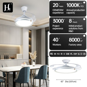 Lampe de ventilateur LED à trois couleurs DC 42 pouces en acrylique gris noir blanc argenté pour l'éclairage intérieur du salon - Product Image 6