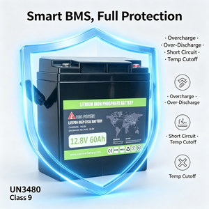 Batterie LiFePO4 à décharge profonde 12,8 V 60 Ah, pack de batteries au phosphate de fer et de lithium 768 Wh pour stockage d'énergie solaire de secours - Product Image 2