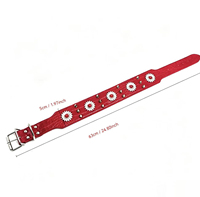 Collier pour chien en cuir PU à clous style western, motif tournesol, réglable, rouge, en cuir PU gaufré croco, avec rivets métalliques, pour animaux de compagnie