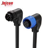 Connecteur étanche Jnicon M16 3 broches mâle-femelle moulé à 90 degrés à montage sur site avec câble pour éclairage LED et batterie