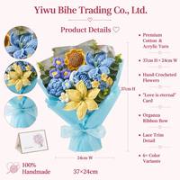 BH Cross-Border China Valentinstag Hochwertige Künstliche Blumen Handgebundener Handgefertigter Rosen-Lilien-Tulpen-Strickgarn-Blumenstrauß