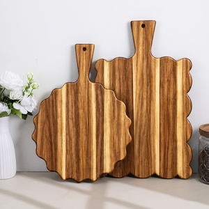 SOFIYA <b>CRAFT</b> Disposable Scalloped Edge <b>Wood</b> Cutting Board Handle 1.5 cm Thick Dishwasher Safe Customized Color Chopping Block - Product Image 1