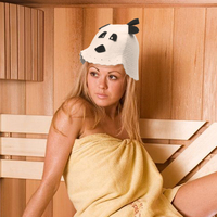Mantente fresco y adorable como un panda en el spa más moderno con este gorro de fieltro de lana pura para sauna.