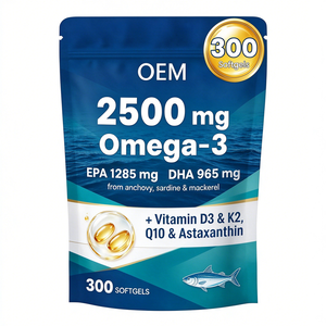 Cápsulas de Aceite de Pescado Omega-3 de Triple Potencia para Adultos, 2500 mg, con EPA, DHA, Vitamina D3, K2, Q10 y Astaxantina, para el Apoyo del Corazón y el Cerebro, 300 Cápsulas - Product Image 1