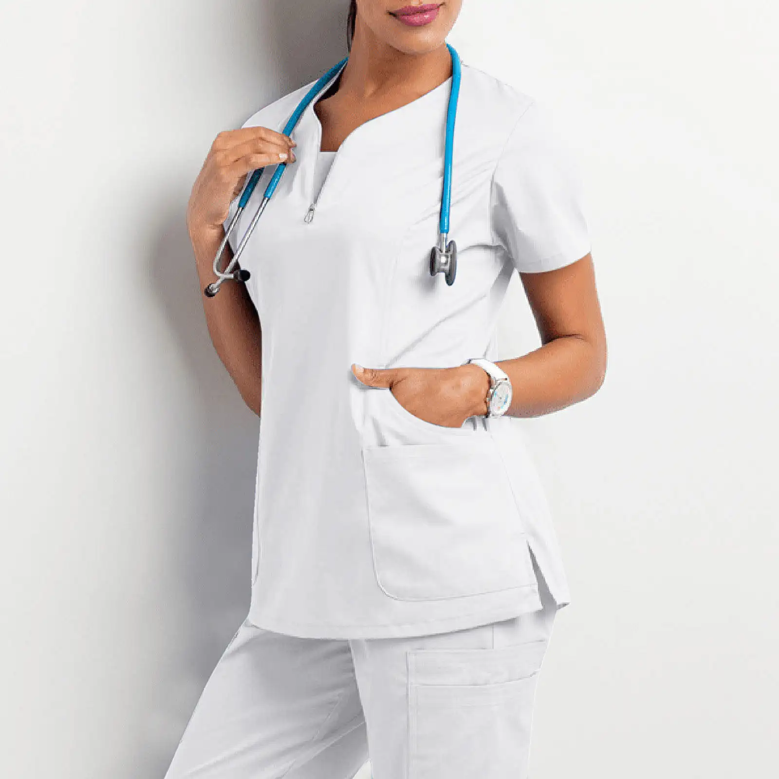 Anti Wrinkle Hospital Nurse Scrub Suit V neck Dental Clinic Nursing Uniform Clothes Soft Stretch Printed Medical Nurse Uniform