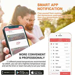 AT-01 Slimme Afstandsbediening voor Draadloze 2-Kanaals Waterdichte Goede Kwaliteit Vleesthermometer Kalibratie Roestvrijstalen Sonde OEM - Product Image 6