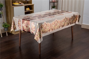 Bán Sỉ Khăn Trải Bàn <span class=keywords><strong>Polyester</strong></span> Chống Thấm Nước Khăn Trải Bàn Dập Nổi Màu Vàng Hoặc Bạc Khăn Trải Bàn Bằng Nhựa Dày - Product Image 2