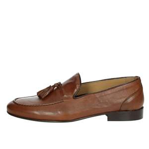 Mocasines de hombre Gino Tagli A103, zapatos formales de cuero marrón sin cordones. - Product Image 1