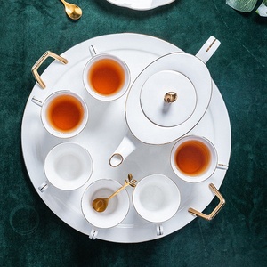 ชุดกาแฟเซรามิกสไตล์ยุโรปสีขาวหรูหราสำหรับจิบน้ำชายามบ่าย ขายส่งจากโรงงาน - Product Image 5