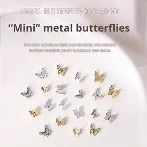 20 Piezas de Adornos de Uñas 3D con Forma de Mariposa, Aleación de Oro y Plata, Estilo Japonés, Decoraciones para Arte de Uñas - Product Image 1
