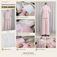 Ensemble deux pièces texturé rose à manches courtes pour femme, pantalon large décontracté d'été, personnalisable OEM Marque Privée