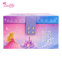 Boîte à bijoux musicale Princesse avec cadenas à code, poupée rotative, fonctionnant à piles, organiseur de vanité, cadeau pour filles et enfants