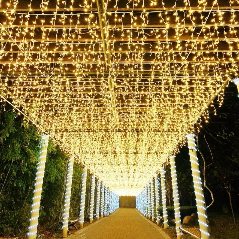 5M Natal Guirlanda LED Cortina Icicle String Luzes Droop 0.4-0.6m AC 220V Garden Street Outdoor Luz Decorativa do feriado