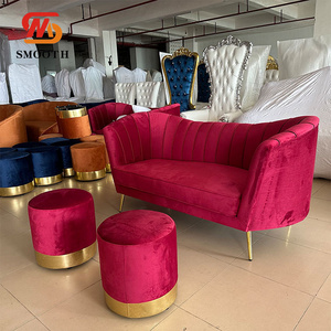 Canapés de luxe en velours meubles de maison prix d'usine vente de location de canapés longs bourgogne pour la décoration d'événements de mariage - Product Image 2