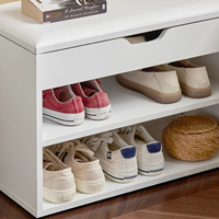 Couloir Entrée Entrée Blanc Bois Massif MDF Armoire À Chaussures En Bois Étagère Meubles En Bois Moderne Tiroirs De Rangement Banc Miroir