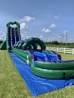Grand toboggan aquatique gonflable vert avec piscine, toboggan aquatique commercial pour adultes et enfants