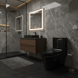 Inodoro alargado negro moderno de lujo con asiento de Control remoto Drenaje de trampa en S para baños domésticos inteligentes Suministro al por mayor - Product Image 3