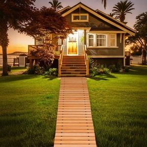 Caminos de Jardín de Madera Rectangulares Antideslizantes con Acabado Natural Resistentes a la Intemperie para Uso en Exteriores, Bodas y Patios Traseros - Product Image 1