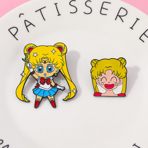 En gros, badges métalliques et épingles de revers en émail, thème <span class=keywords><strong>Sailor</strong></span> <span class=keywords><strong>Moon</strong></span> dessin animé mignon, pour la décoration de vêtements et la collection - Product Image 4