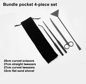 Anti-roest zwarte coating 6-<span class=keywords><strong>in</strong></span>-<span class=keywords><strong>1</strong></span> aquariumgereedschapset aquariumschaar pincet platte zandschep zwarte kleur - Product Image 3