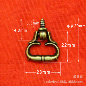 มือจับแบบวงแหวนขนาดเล็ก รุ่น B034 สีบรอนซ์โบราณ ขนาด 29 มม. สำหรับตกแต่งเฟอร์นิเจอร์ - Product Image 1
