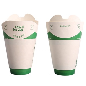 New Design Butterfly Take Away Tea Coffee Paper Cup With Integrated Folding Lid for Cold Hot Drinks and French Chips