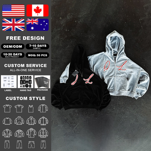Custom Screen Printing Two Piece Vintage <b>Tracksuit</b> Set <b>Y2K</b> Streetwear French Terry Blank Zip up Hoodie and Baggy Sweatpants - Product Image 2